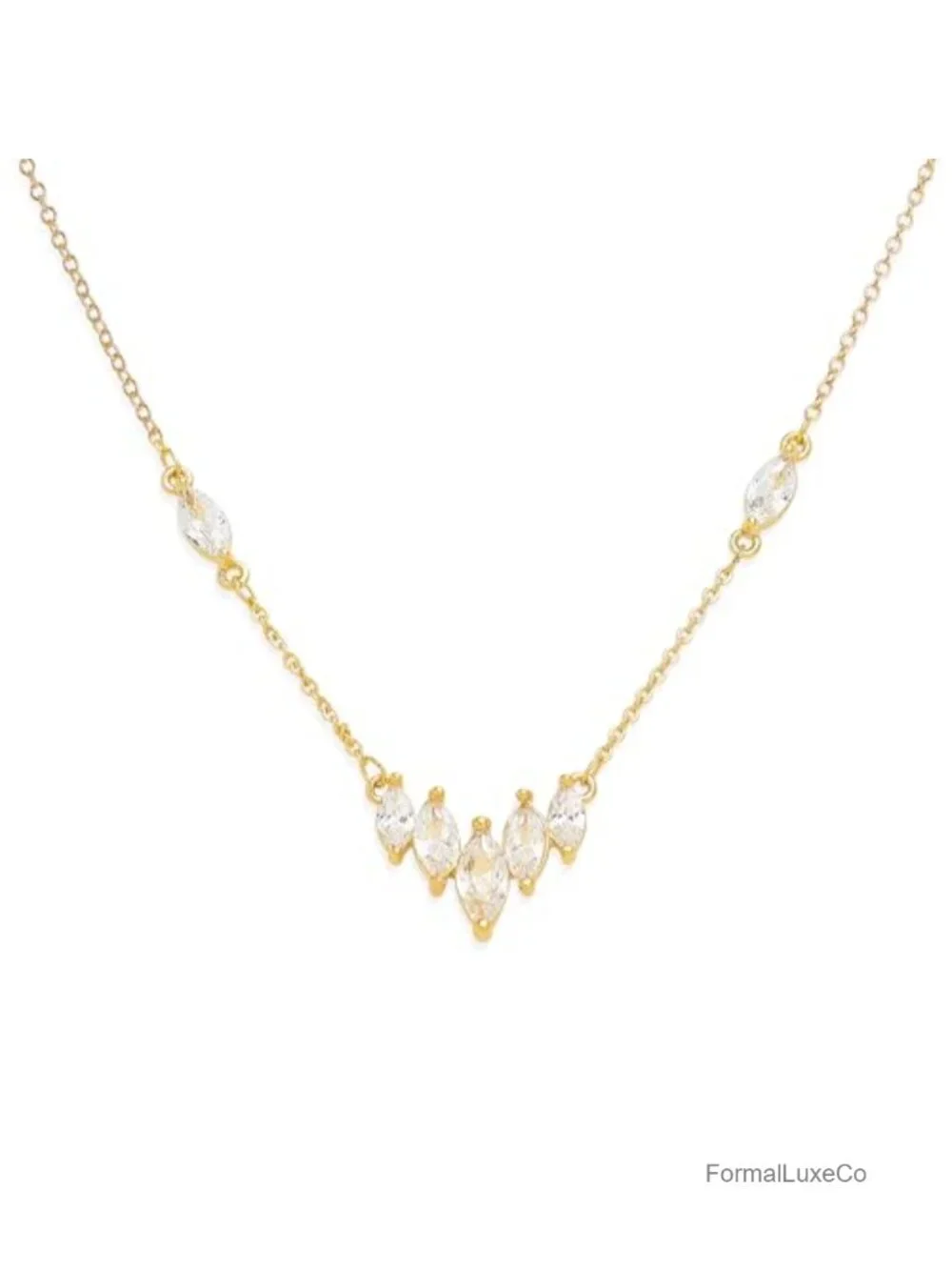 Sparkly Rhinestone Pendant Necklace - Dainty Cubic Zirconia Choker, Adjustable
